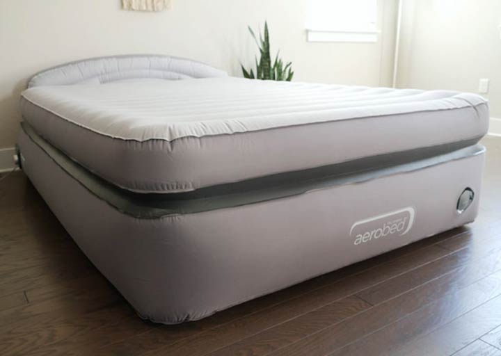 A wide shot of the AeroBed air mattress