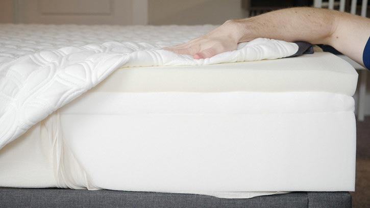 The Cocoon Chill mattress is opened to show its design