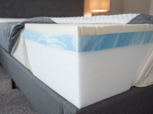 GhostBed mattress is opened to show its construction.